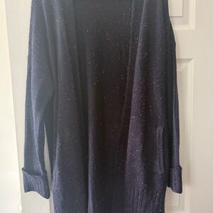 Liz Claiborne Navy Knit Sweater with Dark Pink Speckles